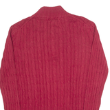POLO RALPH LAUREN Mens Jumper Red Button Neck Cable Knit S