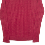 POLO RALPH LAUREN Mens Jumper Red Button Neck Cable Knit S