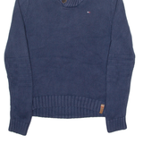 TOMMY HILFIGER Mens Jumper Blue Roll Neck Tight Knit S