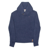 TOMMY HILFIGER Mens Jumper Blue Roll Neck Tight Knit S