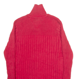 TOMMY HILFIGER Mens Jumper Red High Neck Tight Knit S