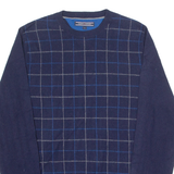 TOMMY HILFIGER Mens Patterned Jumper Blue Check Tight Knit S
