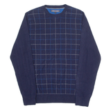 TOMMY HILFIGER Mens Patterned Jumper Blue Check Tight Knit S