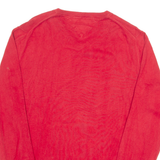TOMMY HILFIGER Mens Jumper Red V-Neck Tight Knit M