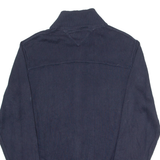 TOMMY HILFIGER Mens Jumper Blue High Neck Tight Knit L