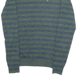 TOMMY HILFIGER Mens Patterned Jumper Green Striped Tight Knit S