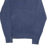 TOMMY HILFIGER Mens Jumper Blue Button Neck Tight Knit S