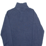 TOMMY HILFIGER Mens Jumper Blue Button Neck Tight Knit S