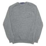 POLO RALPH LAUREN Slim Fit Mens Jumper Grey Tight Knit Wool 2XL