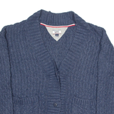 TOMMY HILFIGER Womens Cardigan Blue V-Neck Cable Knit XS