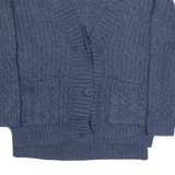 TOMMY HILFIGER Womens Cardigan Blue V-Neck Cable Knit XS