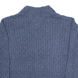 TOMMY HILFIGER Womens Cardigan Blue V-Neck Cable Knit XS