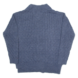 TOMMY HILFIGER Womens Cardigan Blue V-Neck Cable Knit XS