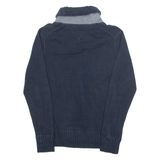 TOMMY HILFIGER Mens Jumper Blue Roll Neck Tight Knit S