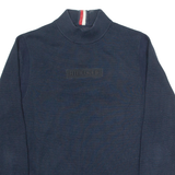 TOMMY HILFIGER Mens Jumper Blue High Neck Tight Knit M