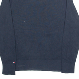 TOMMY HILFIGER Mens Jumper Blue High Neck Tight Knit M