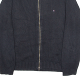 TOMMY HILFIGER Mens Jumper Black High Neck Tight Knit L