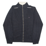 TOMMY HILFIGER Mens Jumper Black High Neck Tight Knit L