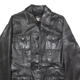 STRADIVARIUS Womens Trench Jacket Black Leather 90s UK 12