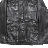 STRADIVARIUS Womens Trench Jacket Black Leather 90s UK 12