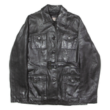 STRADIVARIUS Womens Trench Jacket Black Leather 90s UK 12