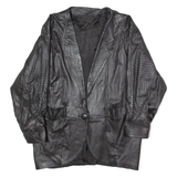 Womens Blazer Jacket Black Leather 90s XL