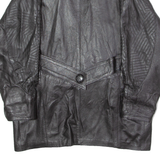 Womens Blazer Jacket Black Leather 90s XL