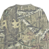 BREAK UP INFINITY Camouflage Mens T-Shirt Green Long Sleeve Button Neck L