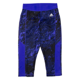 ADIDAS Tech Fit Womens Sports Shorts Blue Slim Crazy Pattern UK 8 W22