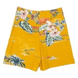 BENETTON Hawaiian Womens Casual Shorts Yellow Floral XS W26
