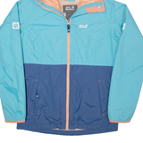 JACK WOLFSKIN Boys Rain Jacket Blue Hooded XL
