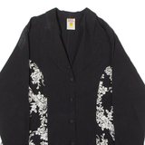 CLOCK HOUSE Womens Blazer Jacket Black Viscose 90s Floral S