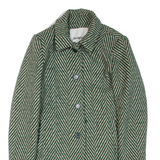 DESIGUAL Womens Coat Green Wool Chevron L