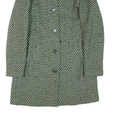 DESIGUAL Womens Coat Green Wool Chevron L