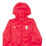 NIKE FC Champel Mens Rain Jacket Red Nylon Hooded XS