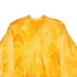 Ruched Trim Womens Bomber Jacket Orange 80s XL