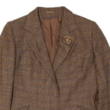 Womens Blazer Jacket Brown Wool 90s Plaid S