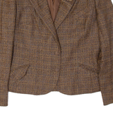 Womens Blazer Jacket Brown Wool 90s Plaid S