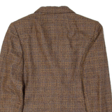 Womens Blazer Jacket Brown Wool 90s Plaid S