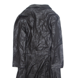 BERSHKA Womens Overcoat Jacket Black Faux Leather M