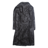 BERSHKA Womens Overcoat Jacket Black Faux Leather M