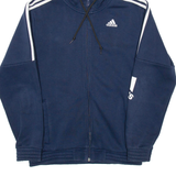 ADIDAS Mens Blue Hoodie Full Zip S