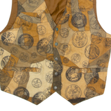 Mens Blazer Waistcoat Brown Leather Suede 90s Patchwork L