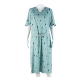 TRICO MODERN Belted Womens Day Dress Blue Short Sleeve Midi M