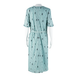 TRICO MODERN Belted Womens Day Dress Blue Short Sleeve Midi M