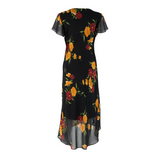 MENU Womens Day Dress Black Floral Short Sleeve Hi-Low S