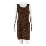 KATHIE LEE Womens Day Dress Brown Animal Print Sleeveless Knee Length M