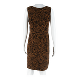 KATHIE LEE Womens Day Dress Brown Animal Print Sleeveless Knee Length M