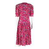 ERIKA'S PLACE Womens Day Dress Pink Floral Short Sleeve Midi M