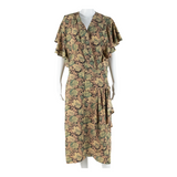 CHADWYCK Womens Day Dress Beige Paisley Short Sleeve Midi L